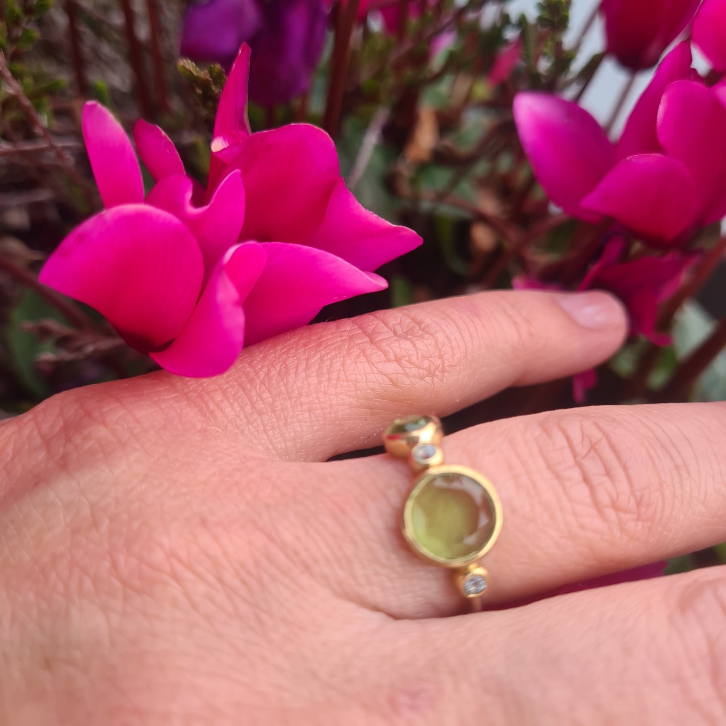Green Amethyst Stone Ring