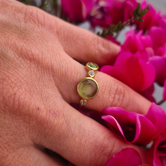 Green Amethyst Stone Ring