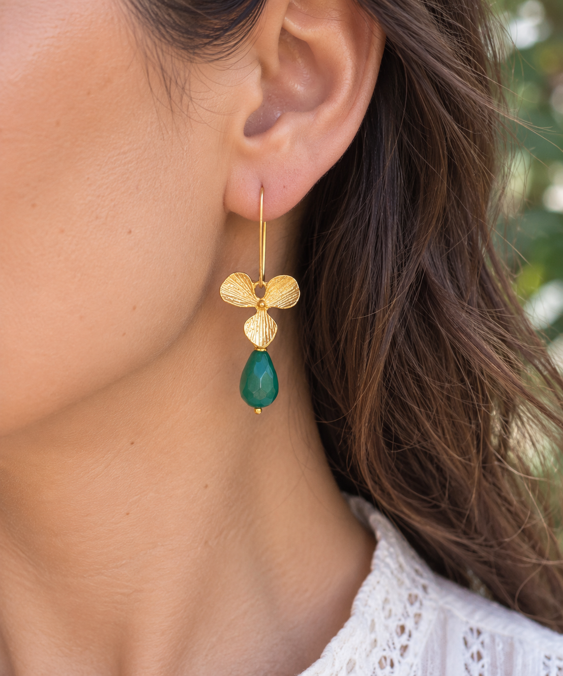 Green Stine Flower Earrings - Yalda Concept Store Persan
