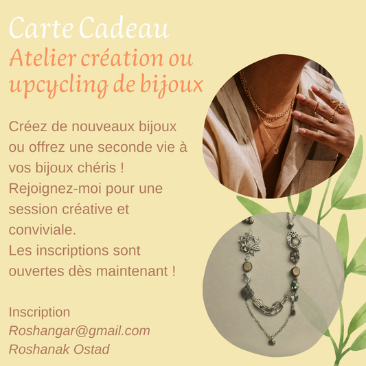Carte Cadeau  Atelier création ou upcycling de bijoux, 2 amis