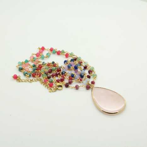Quartz Necklace with a Splash of Color