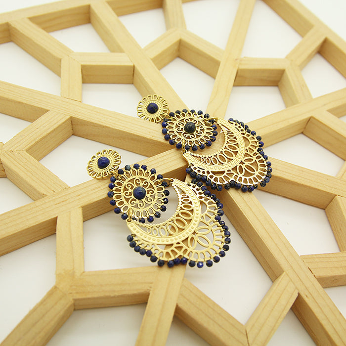 Lapis Lazuli Stones Earrings - Yalda Concept Store Persan