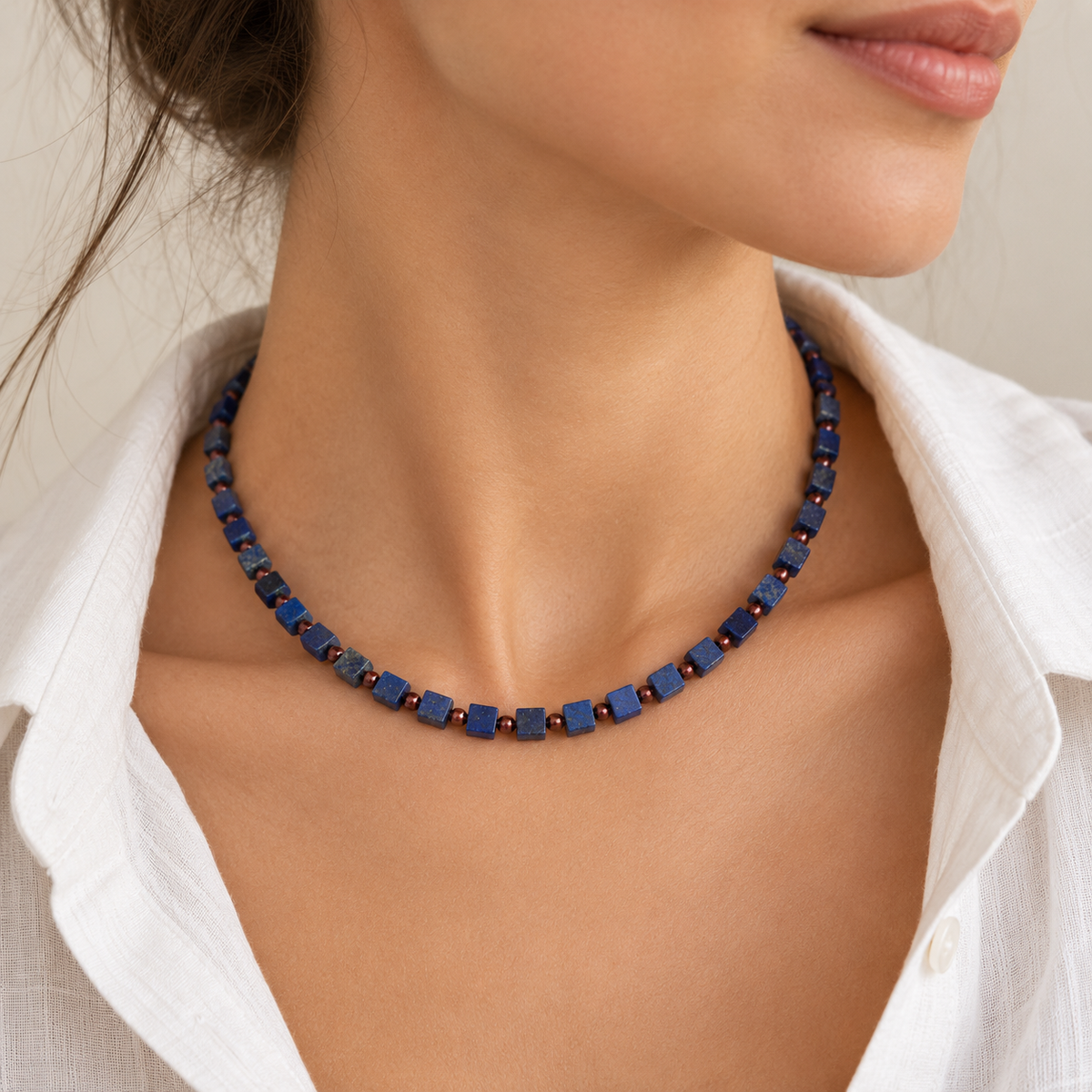 Persian Lapis lazuli and garnet necklace