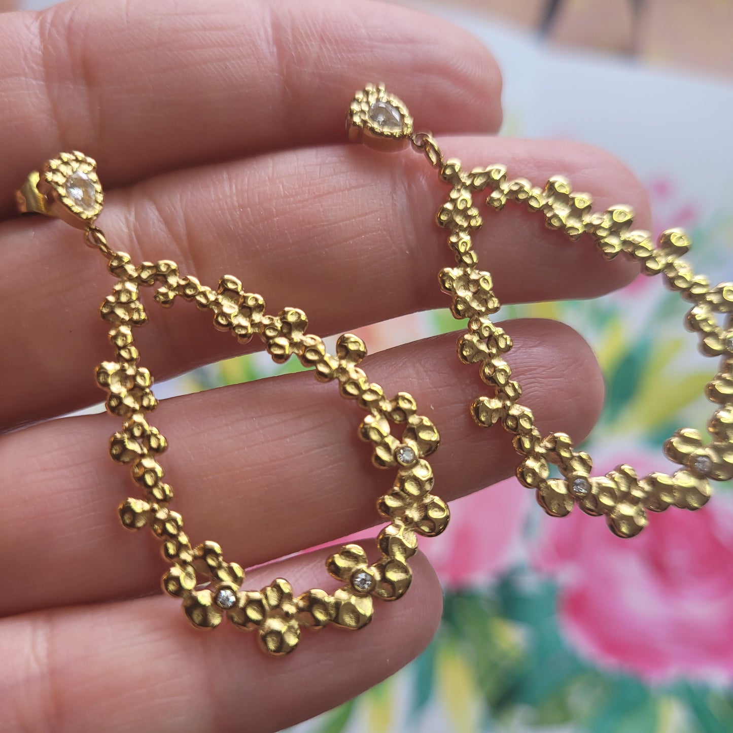 Golden flower earrings