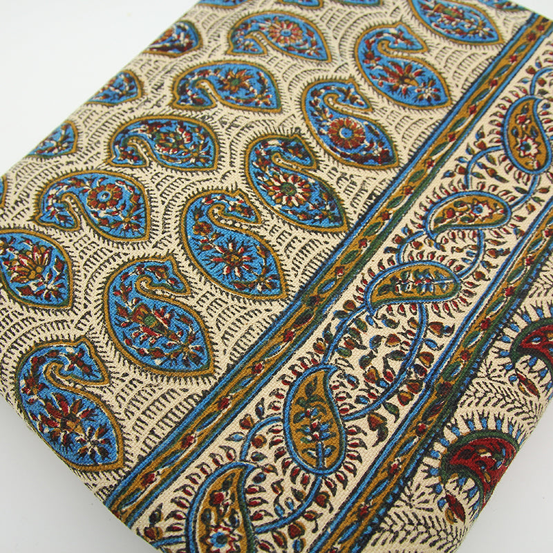 Handmade Tablecloth, Blue Motifs Ghalamkar 100x150 cm