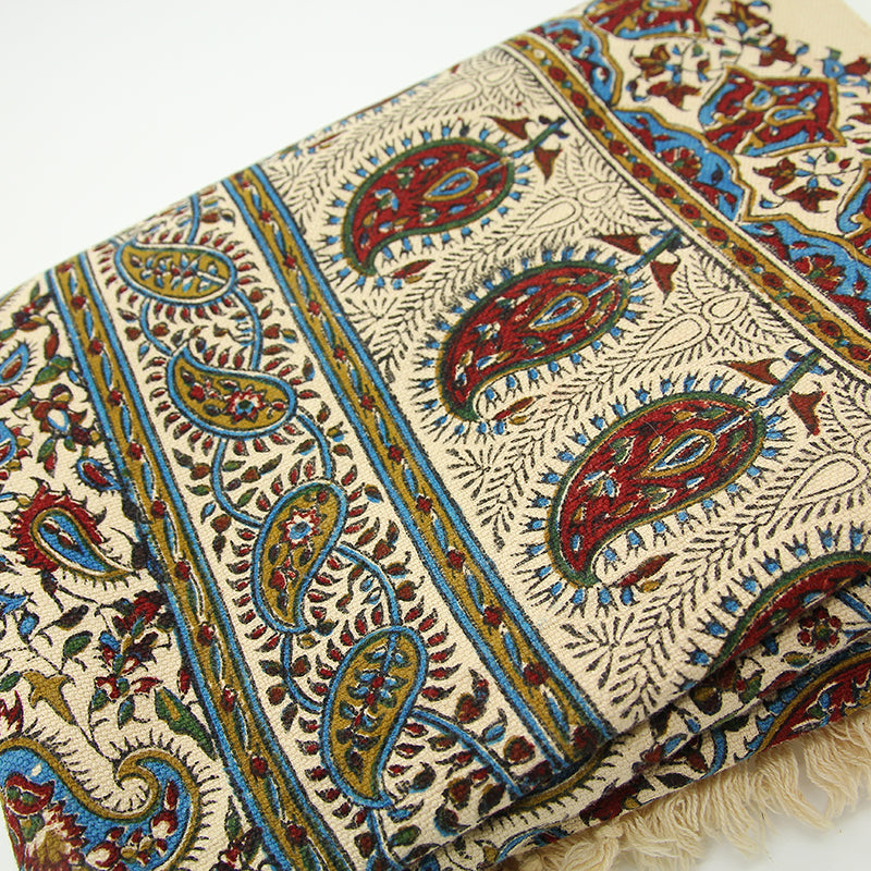 Handmade Tablecloth, Blue Motifs Ghalamkar 100x150 cm