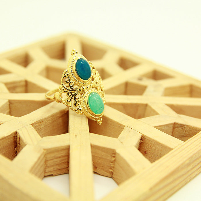 Statement Persian ring double stones