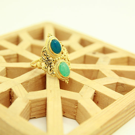 Statement Persian ring double stones