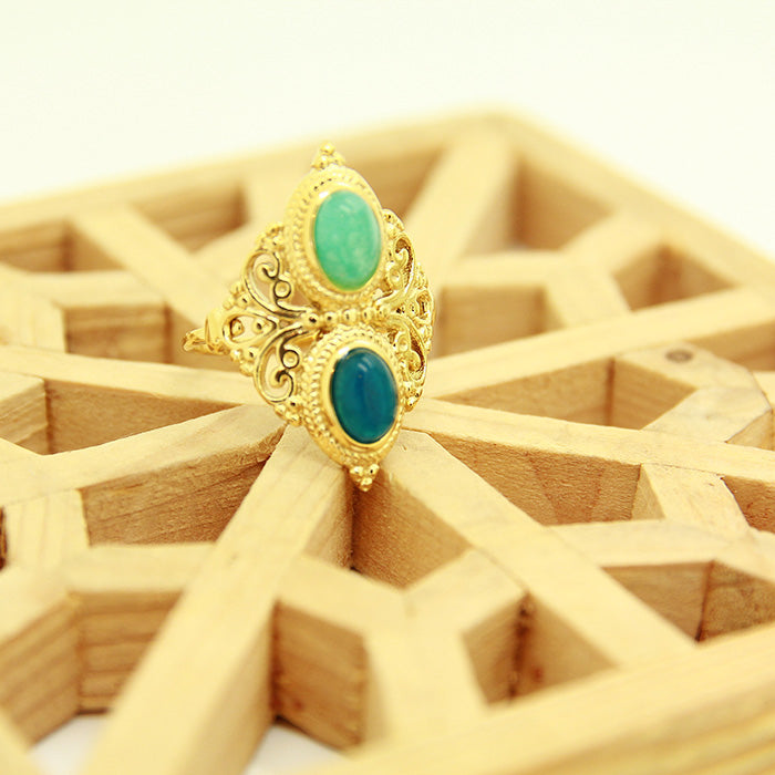 Statement Persian ring double stones