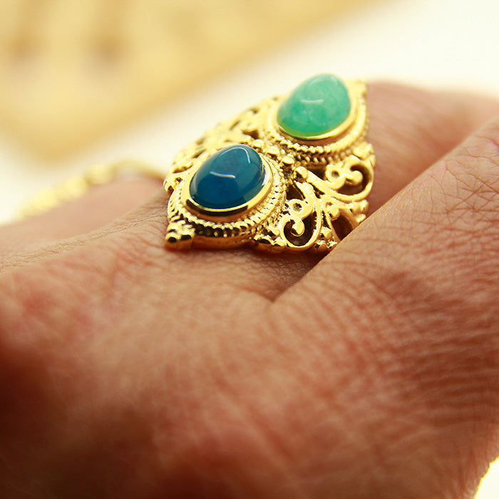 Statement Persian ring double stones