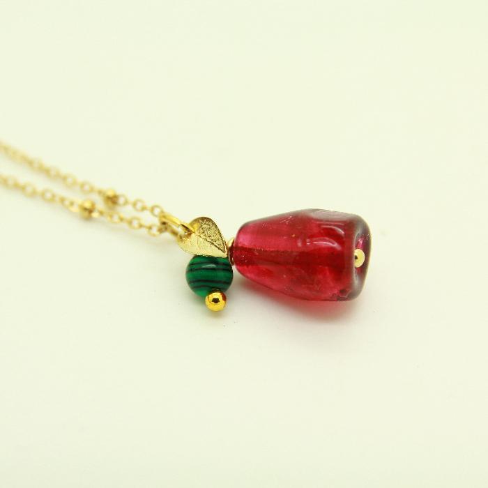 Pomegranate and Malachite necklace