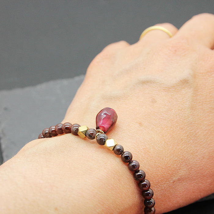 Pomegranate Beaded Bracelate, Garnet stones