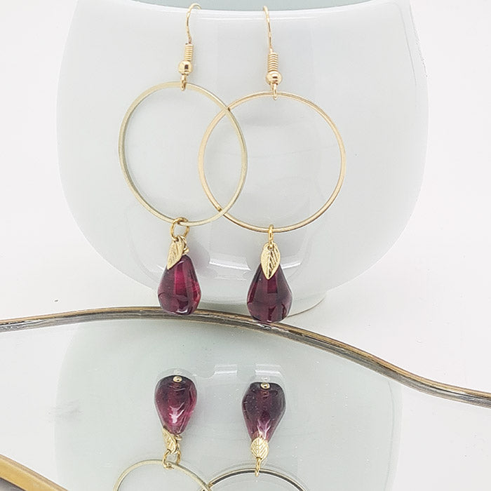 Pomegranate Earrings Single Seed Drops