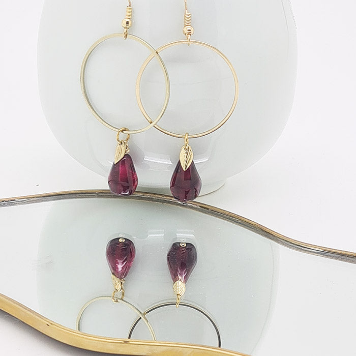 Pomegranate Earrings Single Seed Drops