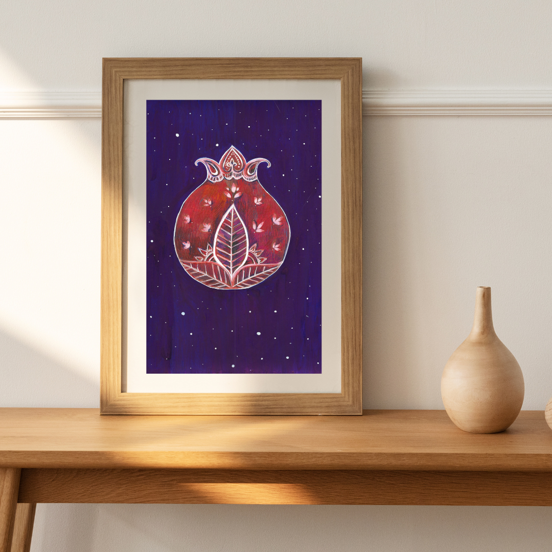 Pomegranate Illustration, Pomegranate art, Pomegranate Art Print