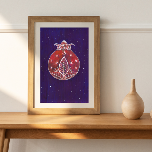 Pomegranate Illustration, Pomegranate art, Pomegranate Art Print