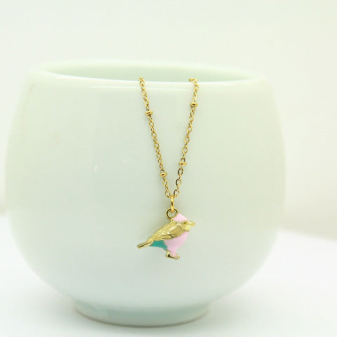 Pink Bird Necklace - Yalda Concept Store Persan