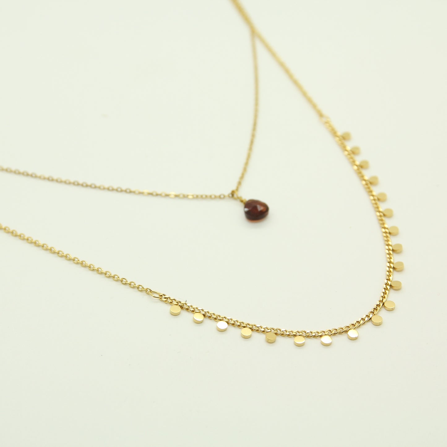 Garnet Double chain Necklace