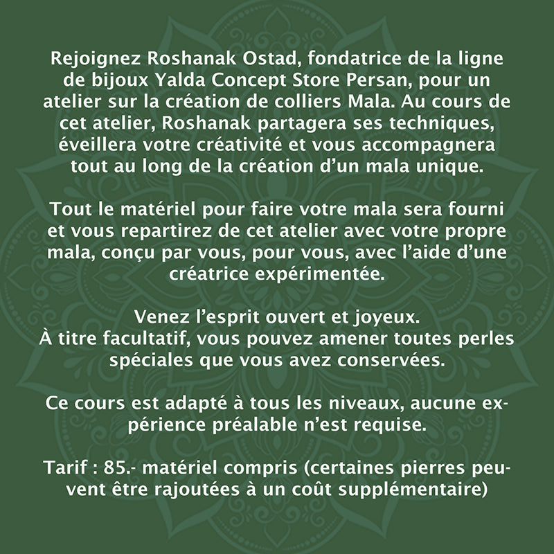 Atelier Création de Mala 108 perles