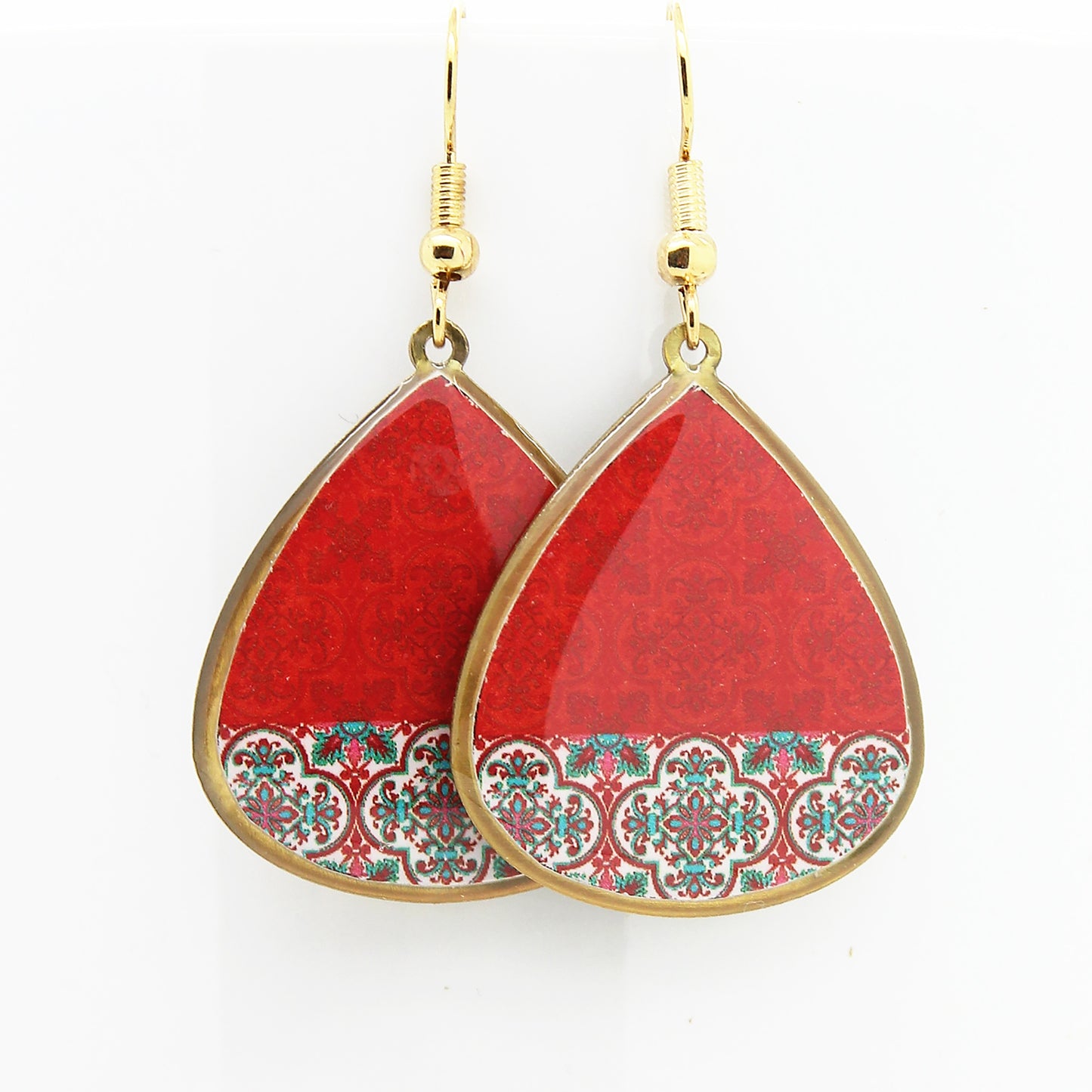 Persian Red Patterns Earrings