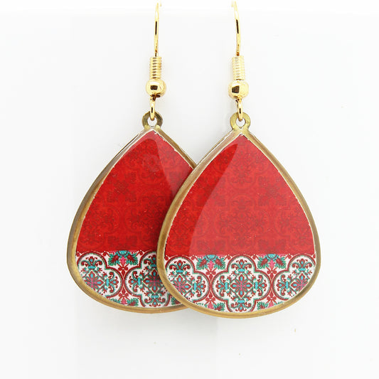 Persian Red Patterns Earrings