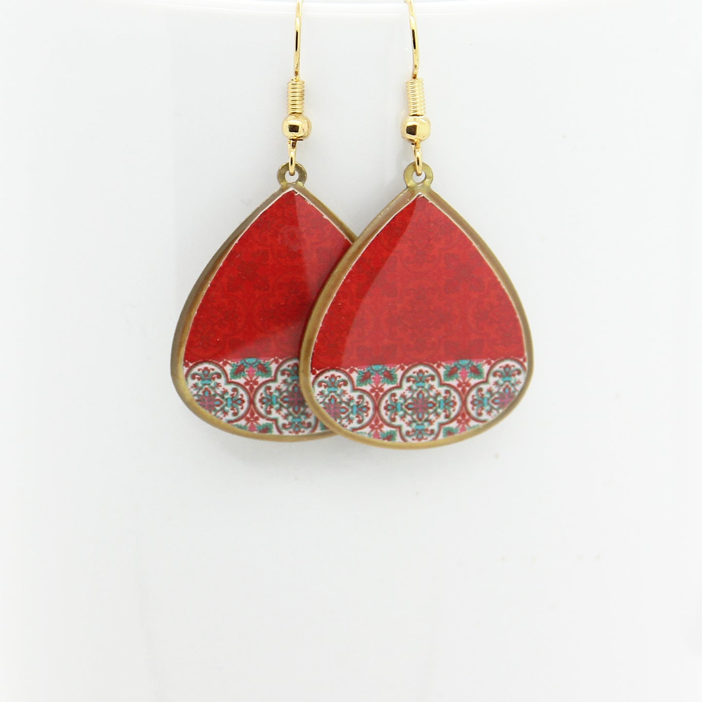 Persian Red Patterns Earrings