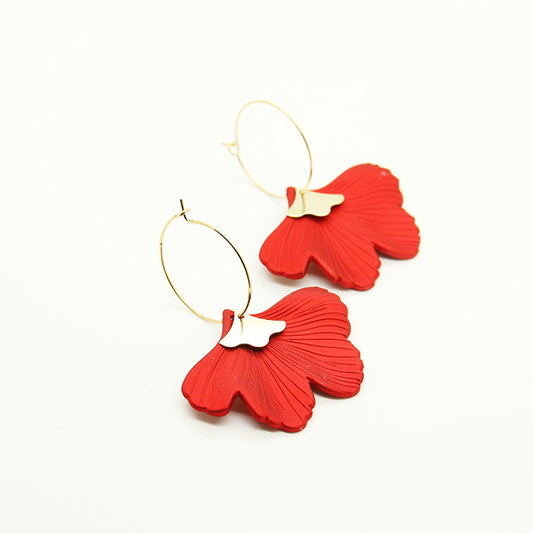 Red Jinkgo Earrings