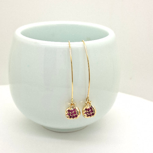 Goldish Pomegranate long Earrings