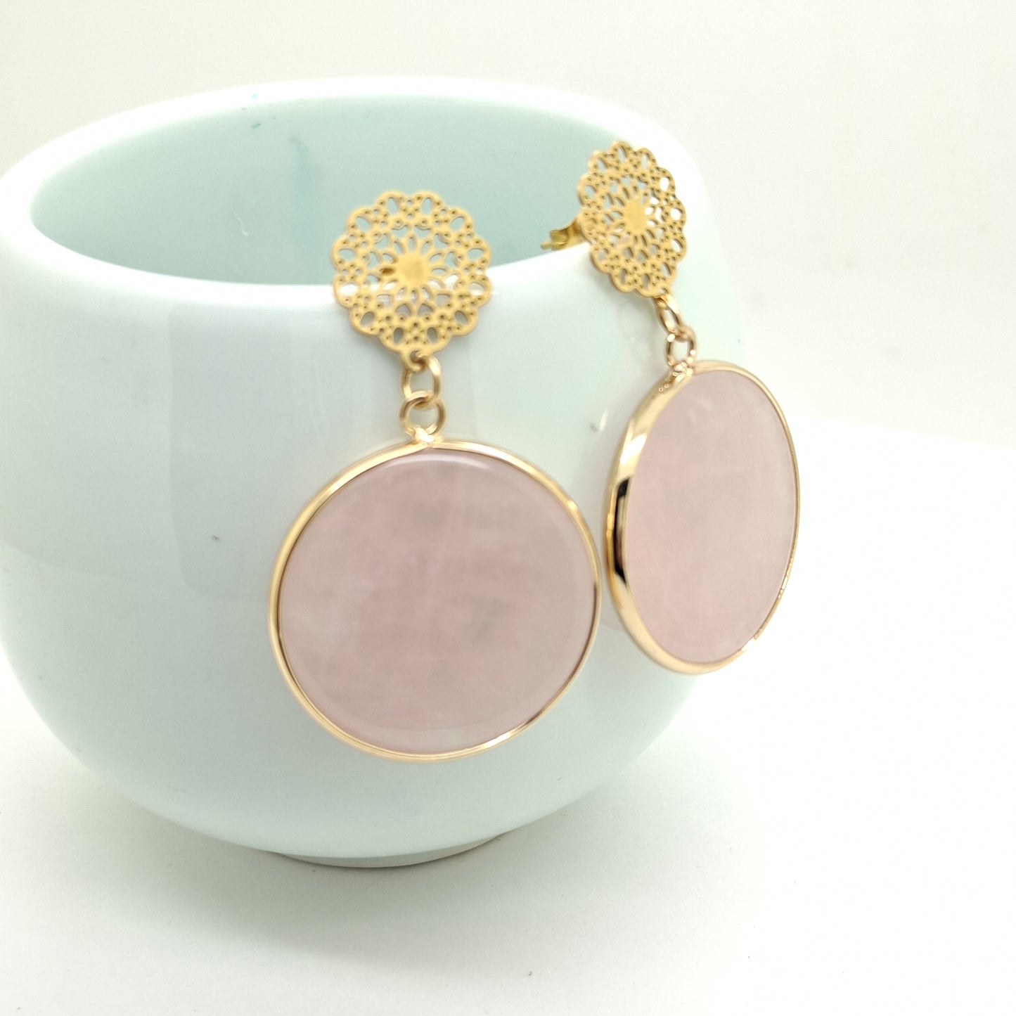 Persian Pink Quartz Earrings