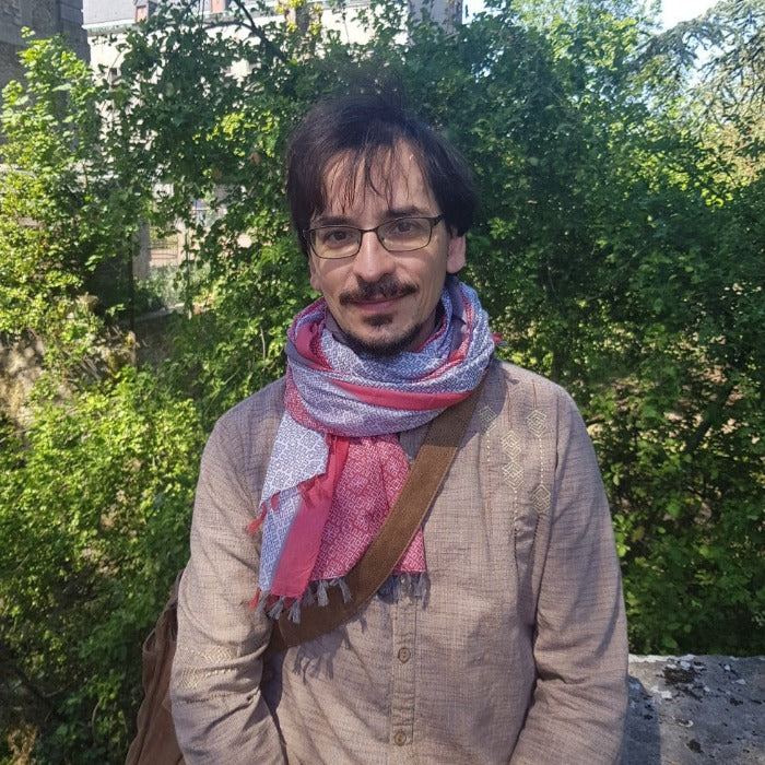 100% Cotton Red and Gray Scarf - Yalda Concept Store Persan