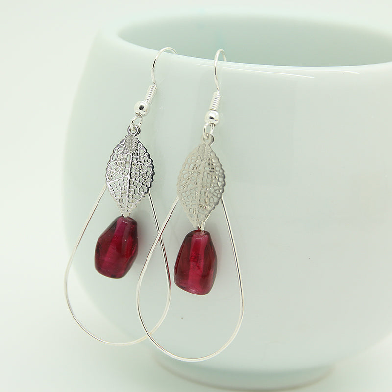 Pomegranate Earrings ,Drop & Glass Seeds