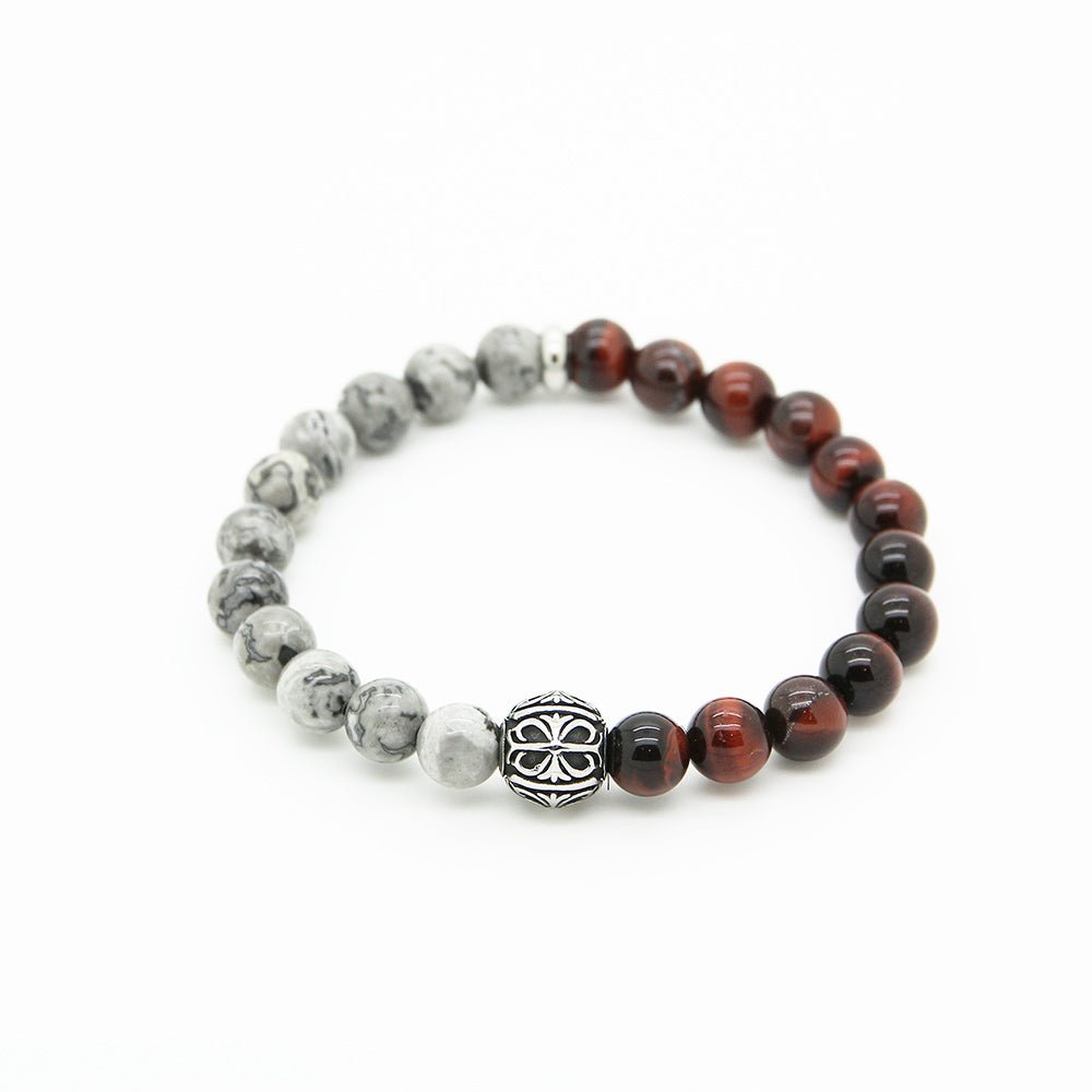Gray Jasper and Bulls eye Bracelet - Yalda Concept Store Persan