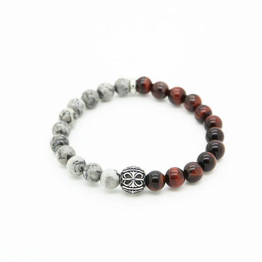 Gray Jasper and Bulls eye Bracelet - Yalda Concept Store Persan