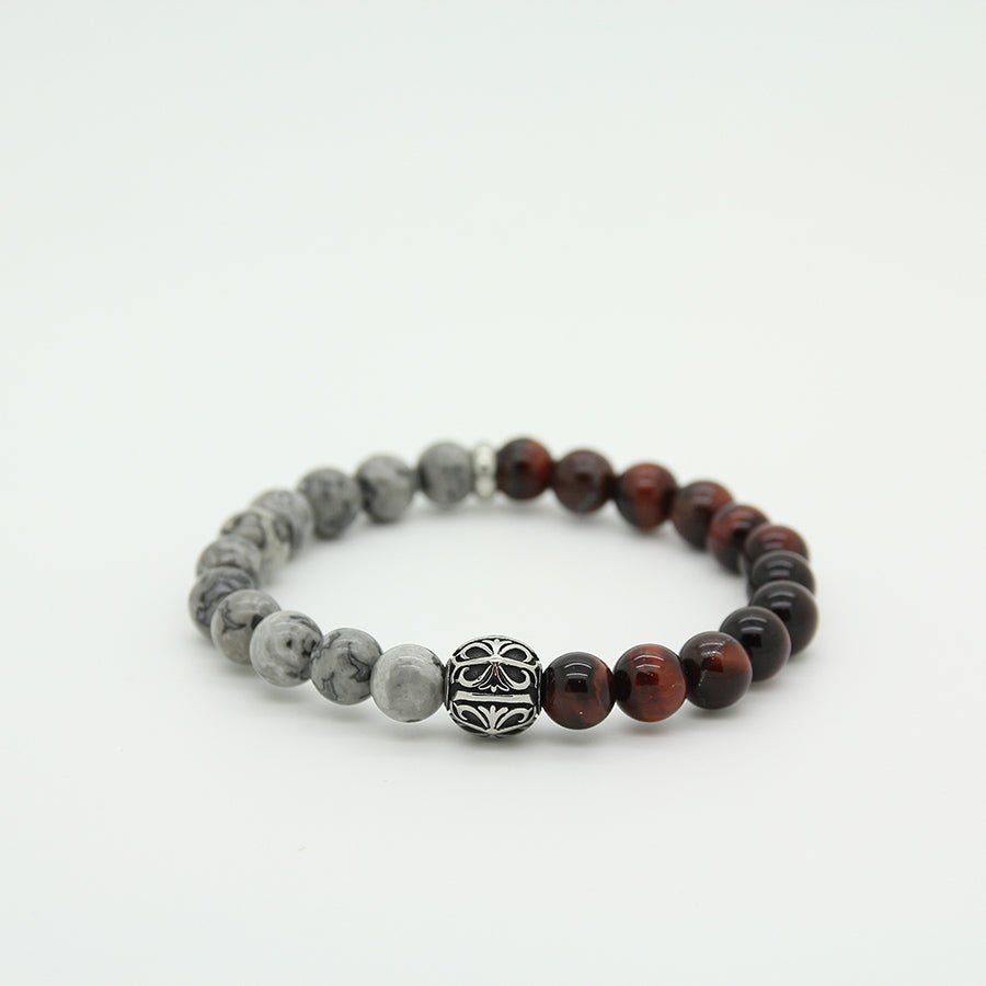 Gray Jasper and Bulls eye Bracelet - Yalda Concept Store Persan