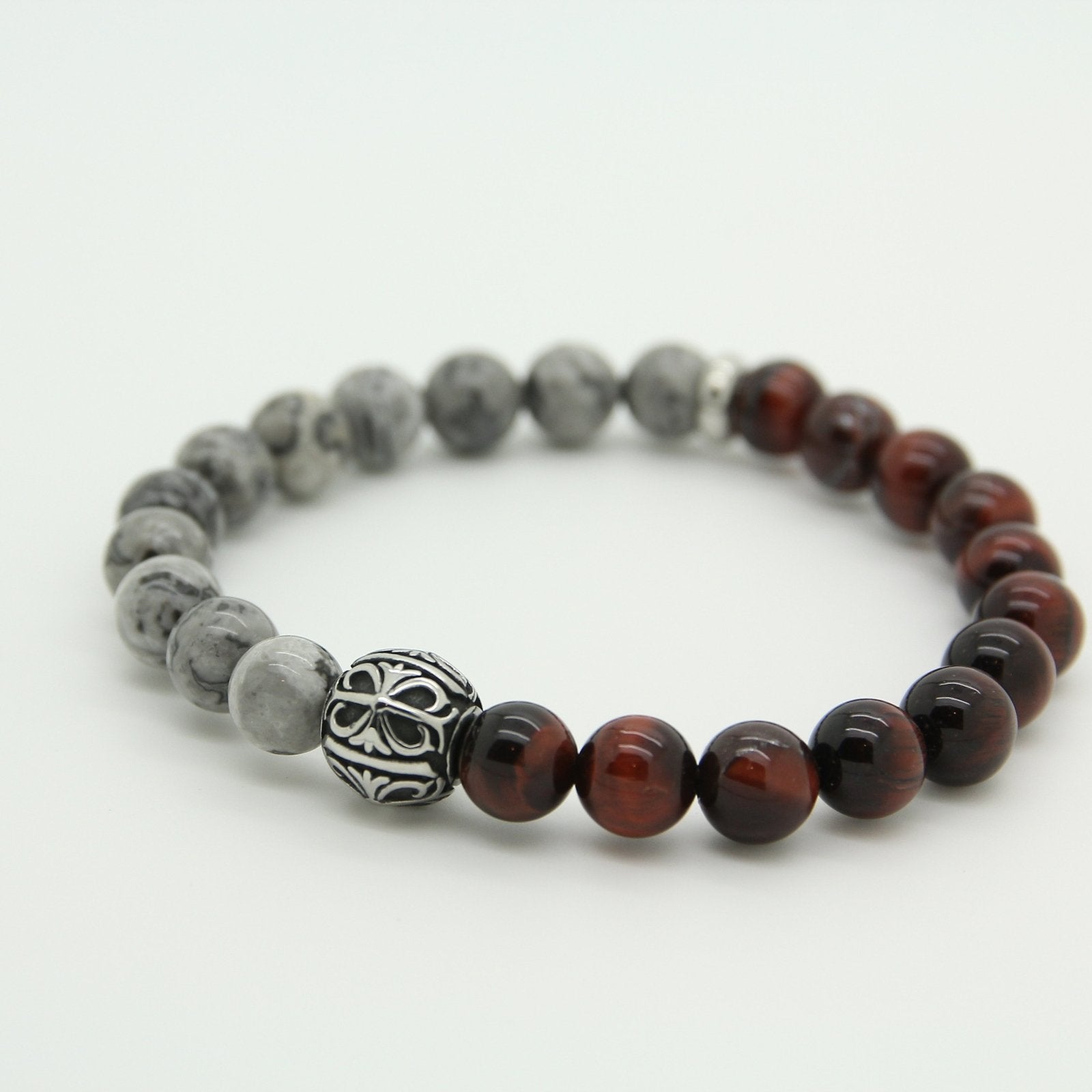 Gray Jasper and Bulls eye Bracelet - Yalda Concept Store Persan