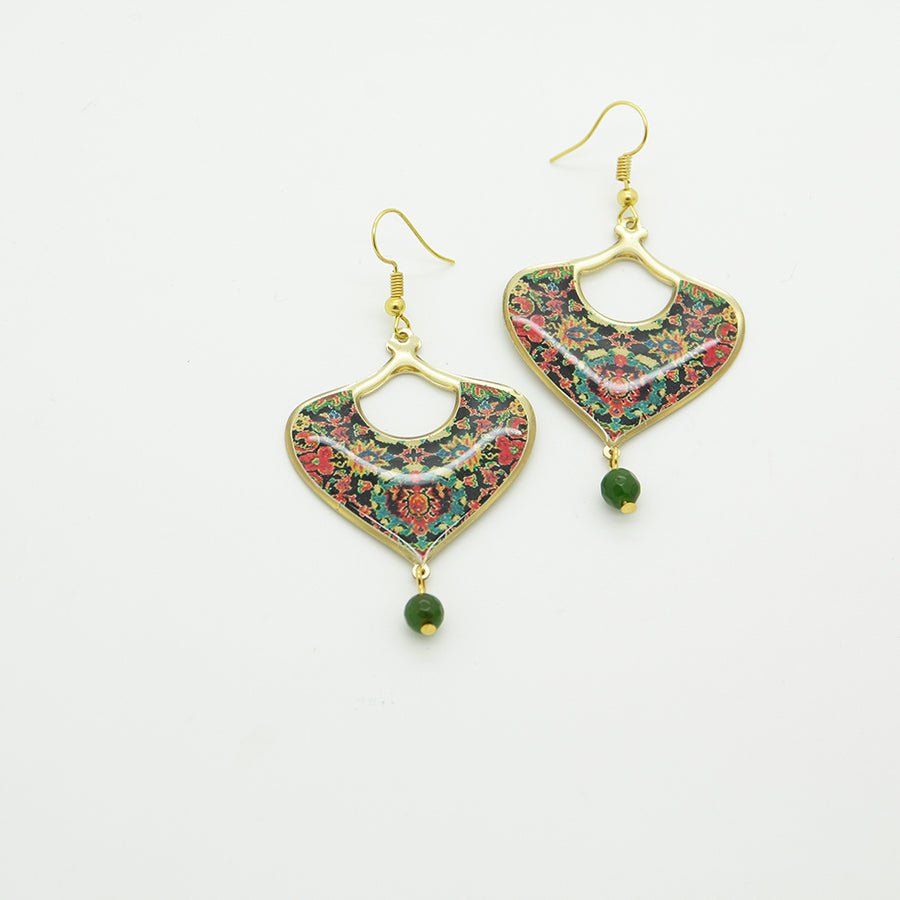 Khatoon Green Drop Earrings - Yalda Concept Store Persan