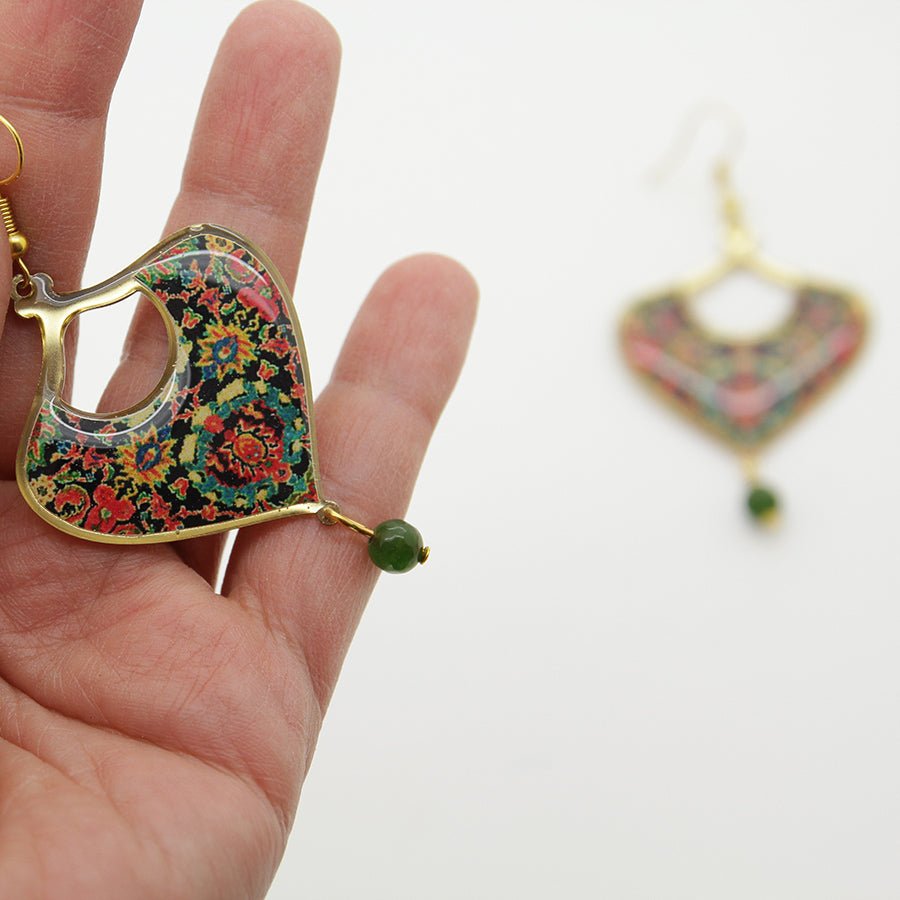 Khatoon Green Drop Earrings - Yalda Concept Store Persan