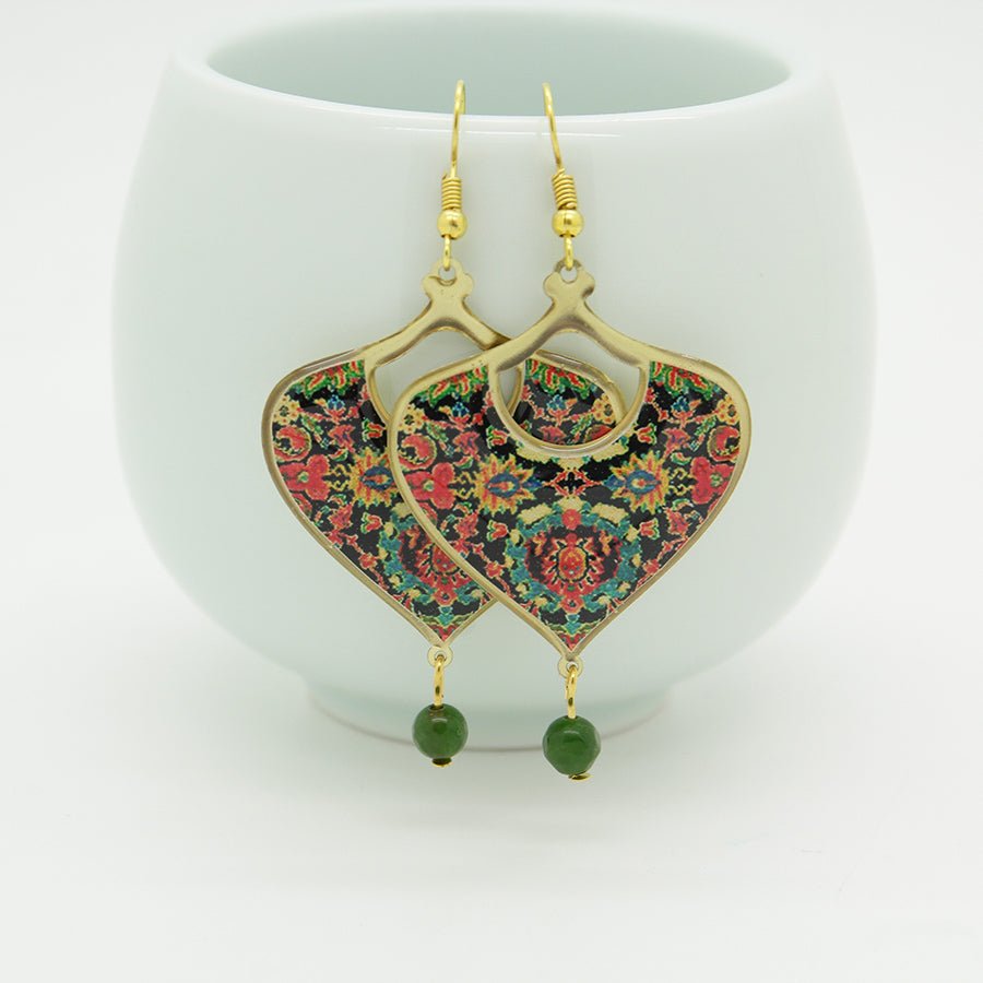 Khatoon Green Drop Earrings - Yalda Concept Store Persan