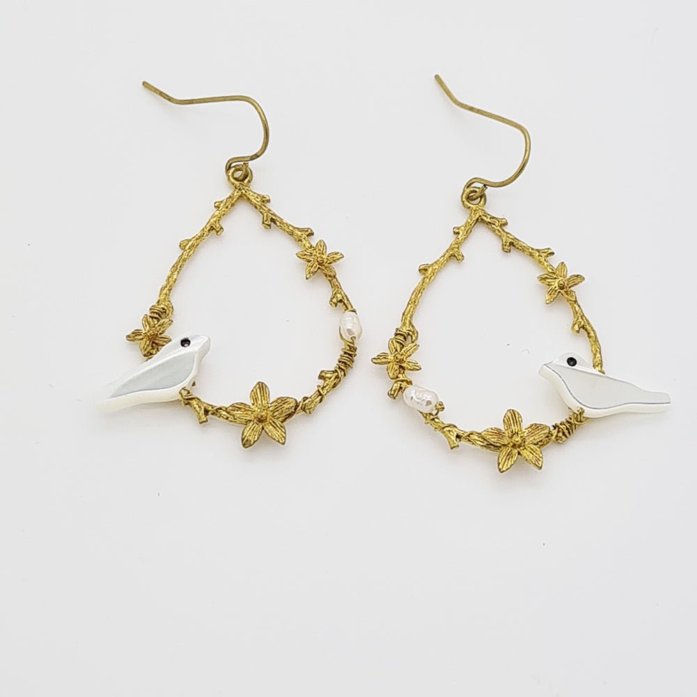 Poetic Birds & Flower earrings - Yalda Concept Store Persan