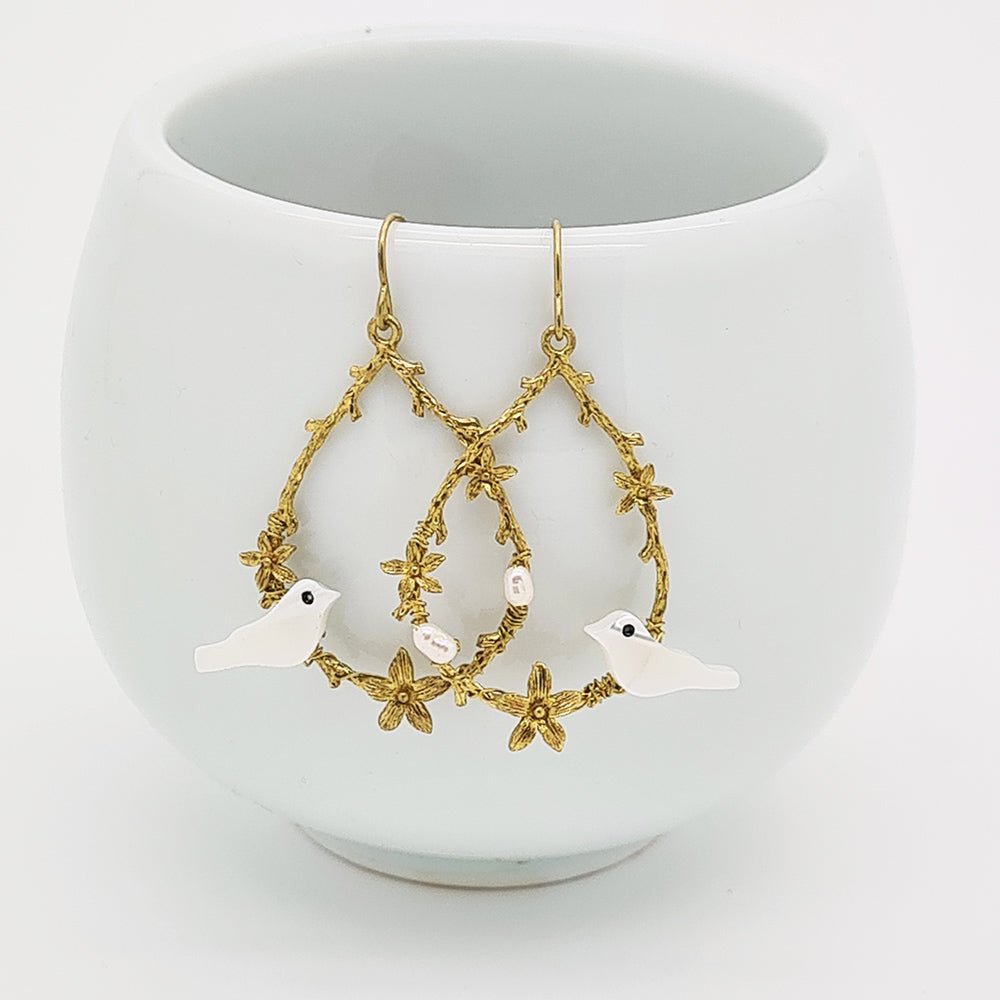 Poetic Birds & Flower earrings - Yalda Concept Store Persan