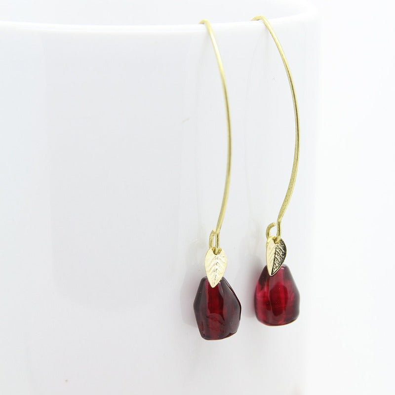 Pomegranate Earrings, Single Glass Seeds - Yalda Concept Store Persan