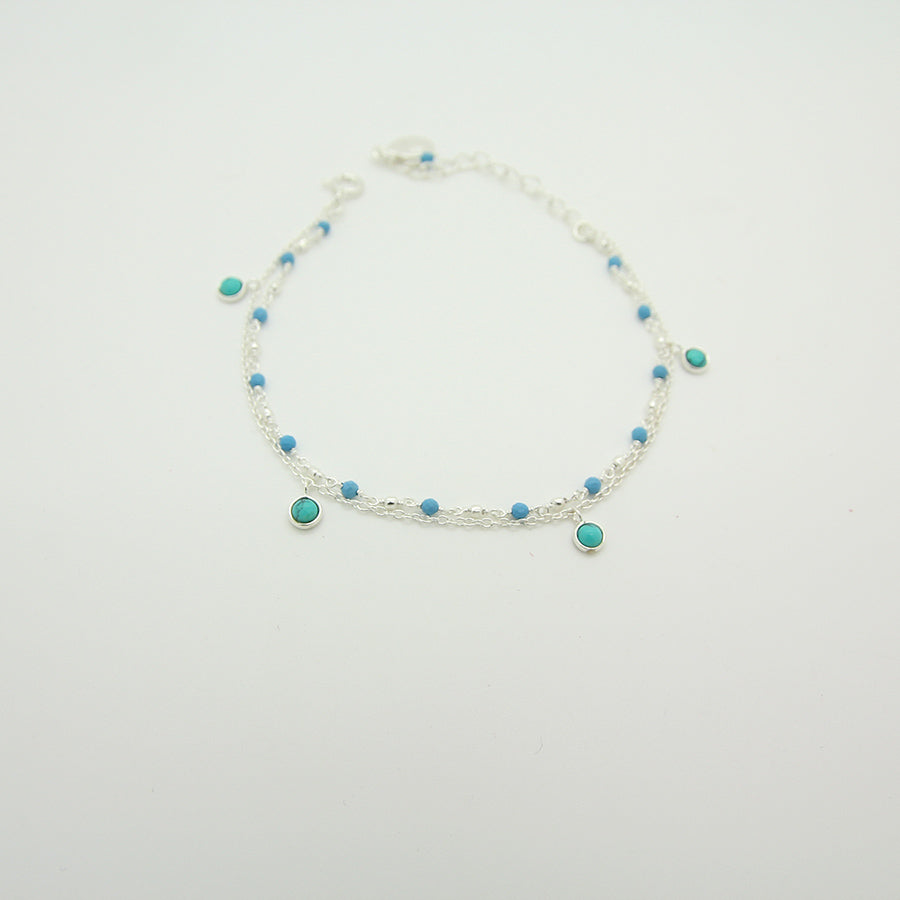 Sterling Silver 925 and Turquoise Stones Bracelet