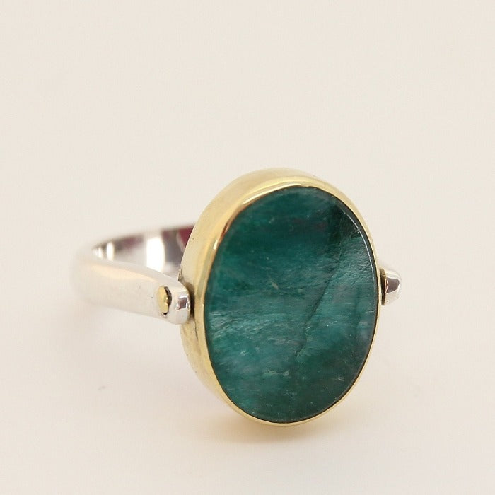Two Sides Silver Ring with Red & Green Silimanite - Yalda Concept Store Persan