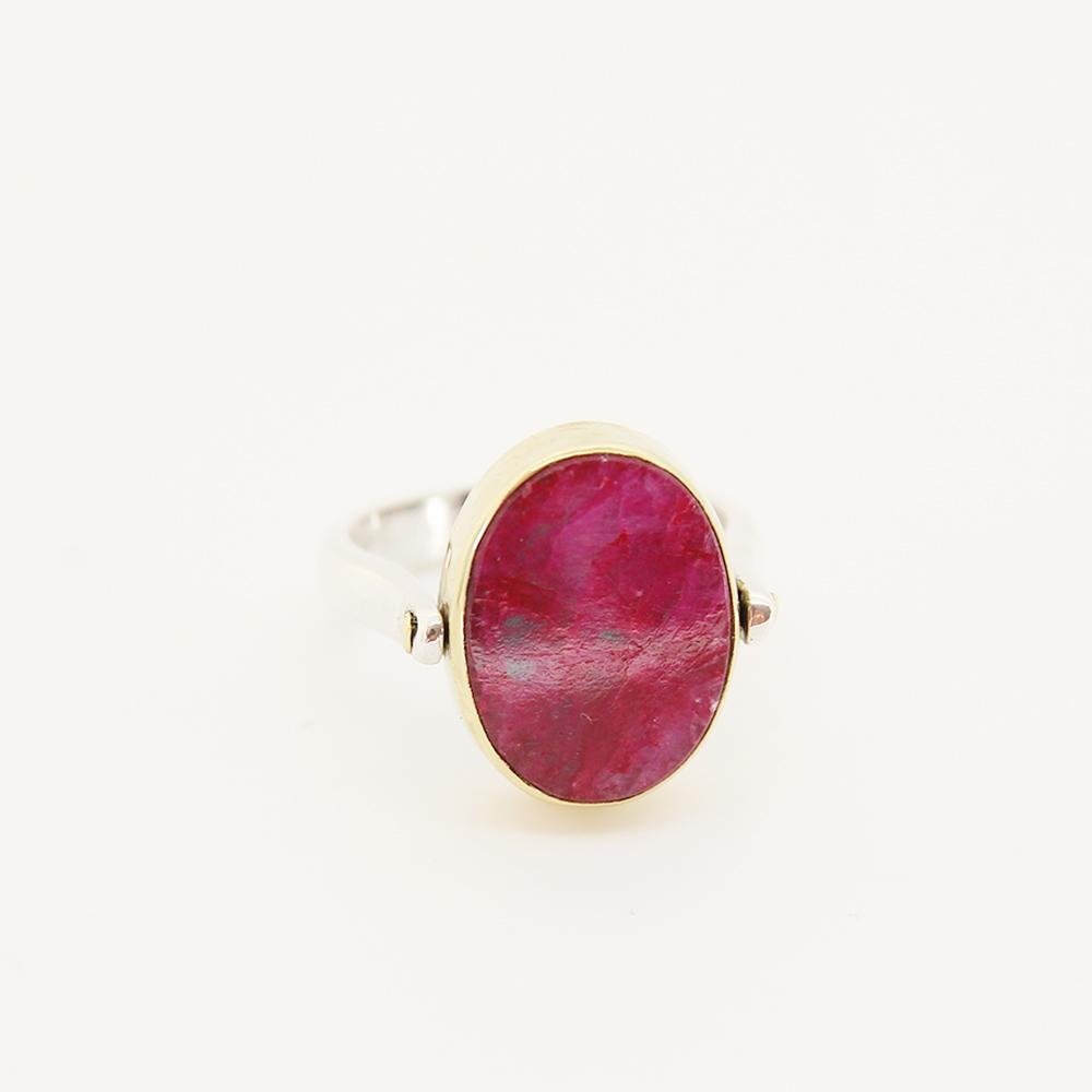 Two Sides Silver Ring with Red & Green Silimanite - Yalda Concept Store Persan