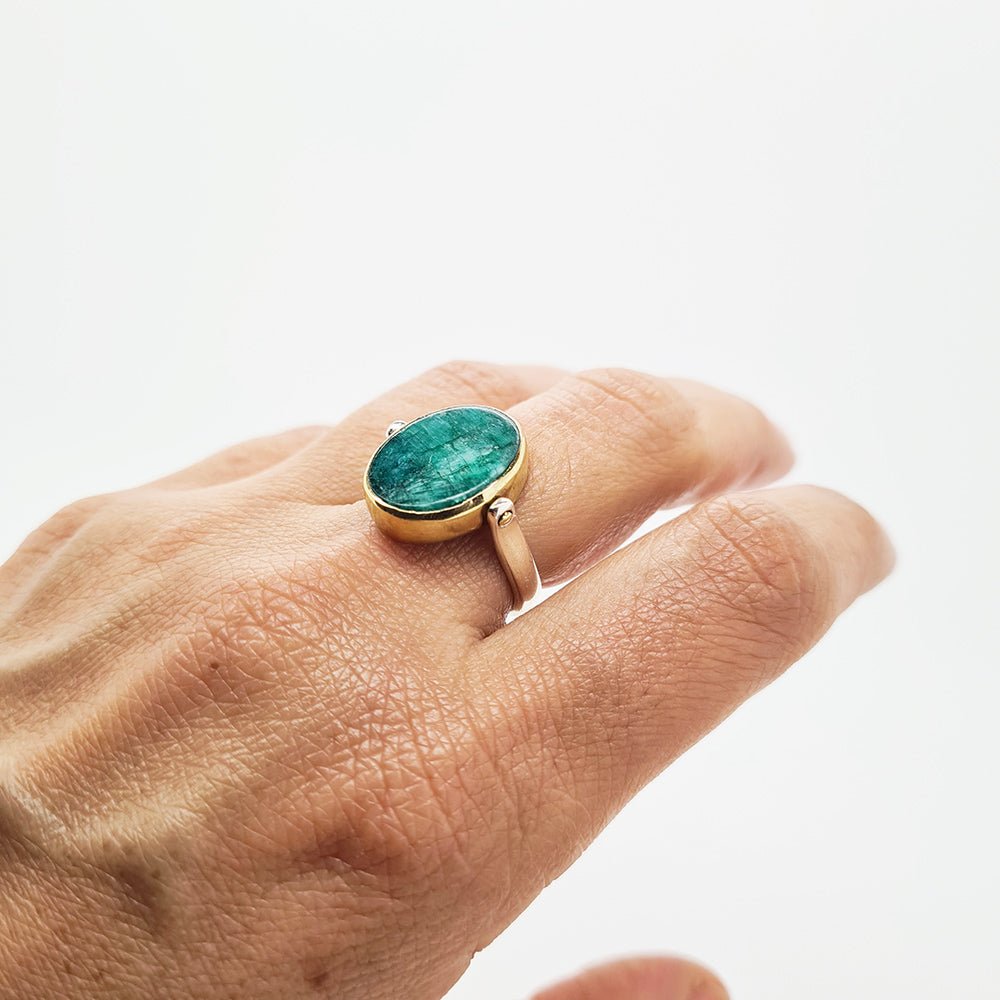 Two Sides Silver Ring with Red & Green Silimanite - Yalda Concept Store Persan