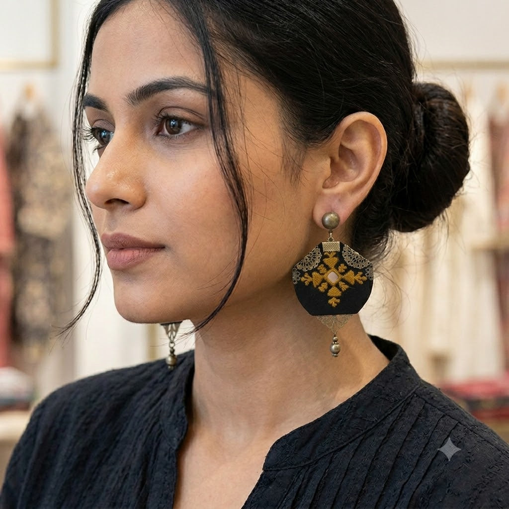 Mumtaz Embroidered Earrings - Yalda Concept Store Persan
