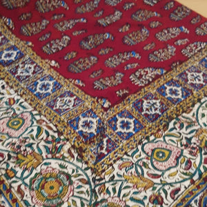 Red Ghalamkar, Handmade Tablecloth100x100 cm