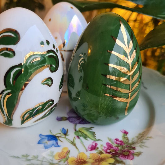 Set of 3 Handmade Ceramic Green leaf