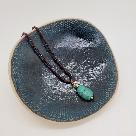 Garnet and Turquoise Necklace, Labradorite