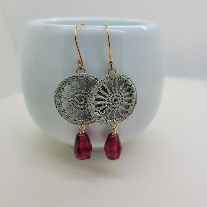 Pomegranate Earrings, Single Glass Seeds